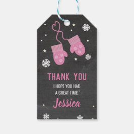 誕生日パーティーありがとうラベルミッテンスピンクコールド ギフトタグ