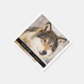 誕生日パーティーおおかみ男の子の写真動物 スタンダードカクテルナプキン (角)