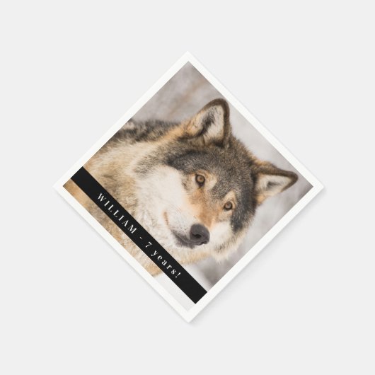 誕生日パーティーおおかみ男の子の写真動物 スタンダードカクテルナプキン (角)