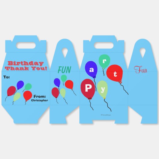 誕生日パーティーおもしろいバルーンありがとう フェイバーボックス (見開き)