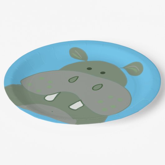 誕生日パーティーおもしろいヒッポ ペーパープレート (アングル)