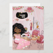 誕生日パーティーお茶会感謝カード 招待状 (正面/裏面)