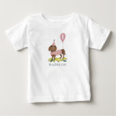 誕生日パーティーかわいい子犬ダックスフント年齢 ベビーTシャツ (正面)