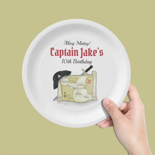 誕生日パーティーかわいい海賊パーソナライズされたたち ペーパープレート