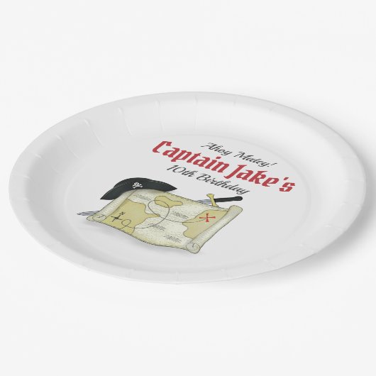 誕生日パーティーかわいい海賊パーソナライズされたたち ペーパープレート (アングル)