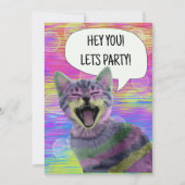 誕生日パーティーかわいい猫パンクキッおもしろいト 招待状 (正面)