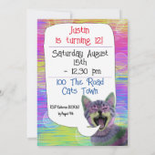 誕生日パーティーかわいい猫パンクキッおもしろいト 招待状 (裏面)