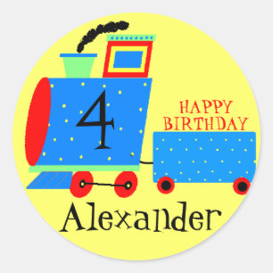 誕生日パーティーかわいい電車と子供年齢 ラウンドシール
