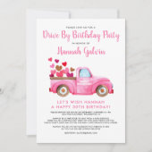 誕生日パーティーでドライブハート愛のトラック 招待状 (正面)