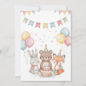 誕生日パーティーで可愛い水彩動物たち カード (裏面)