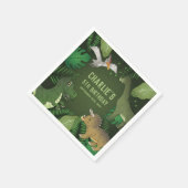 誕生日パーティーで緑に葉可愛い恐竜 スタンダードカクテルナプキン (角)