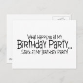 誕生日パーティーで起こったことは私の出産に留まる インビテーションポストカード (正面/裏面)