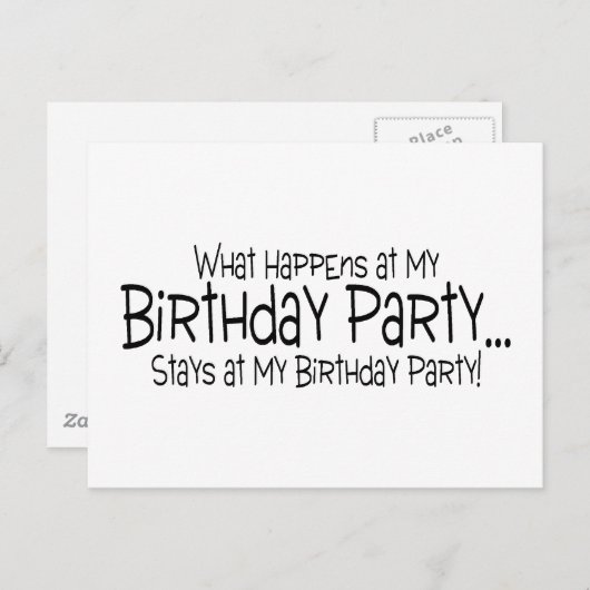 誕生日パーティーで起こったことは私の出産に留まる インビテーションポストカード (正面/裏面)