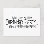 誕生日パーティーで起こったことは私の出産に留まる インビテーションポストカード (正面)