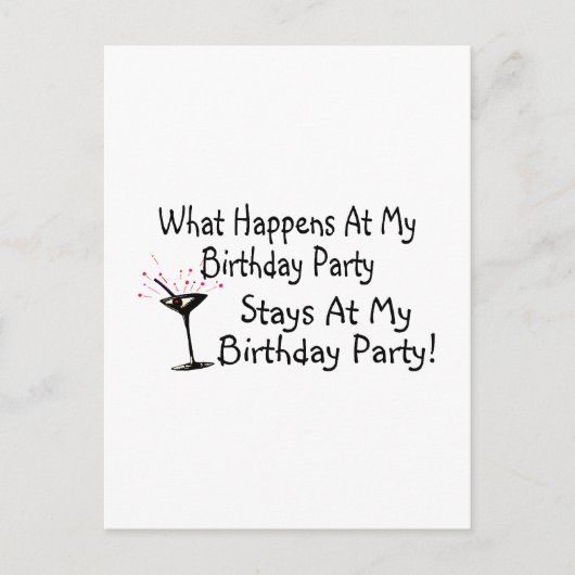 誕生日パーティーで起こったことは私の出産に留まる インビテーションポストカード (正面)