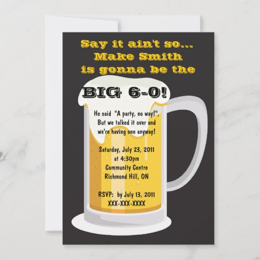 誕生日パーティーのお知らせ(ビール付き) 招待状 (正面)