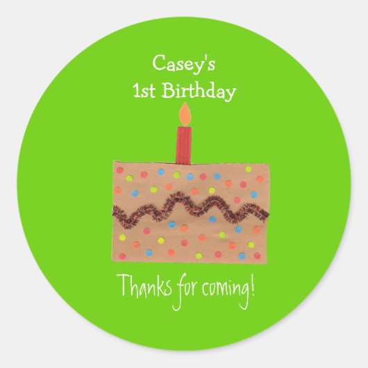誕生日パーティーのお礼のラベル ラウンドシール (正面)