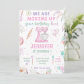 誕生日パーティーのお菓子作り招待状-女の子のお菓子作りパーティー 招待状 (スタンド正面)