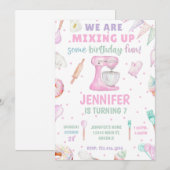 誕生日パーティーのお菓子作り招待状-女の子のお菓子作りパーティー 招待状 (正面/裏面)