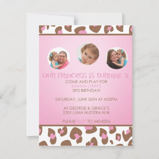 誕生日パーティーのご招待 招待状 (正面)