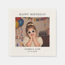 誕生日パーティーのためのカスタムフォト エクリュ