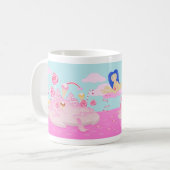 誕生日パーティーのためのピンクキャンディワールドケーキ コーヒーマグカップ (正面左)