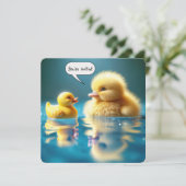 誕生日パーティーのための黄色のアヒルのユーモア 招待状 (スタンド正面)