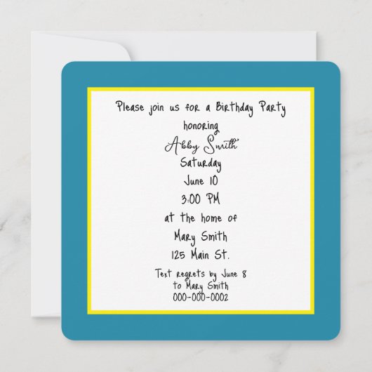 誕生日パーティーのための黄色のアヒルのユーモア 招待状 (裏面)