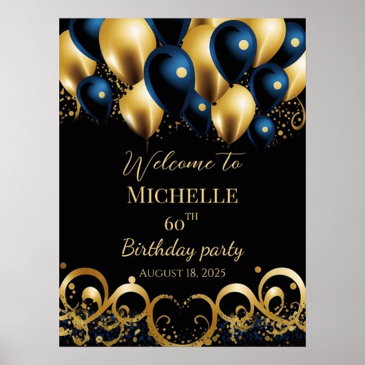 誕生日パーティーのウェルカムサイン ポスター (正面)