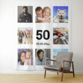 誕生日パーティーのカスタム写真コラージュ 白人男性 タペストリー (インサイチュ)