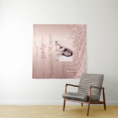 誕生日パーティーのカスタム写真 ローズゴールド グリッター ピンク タペストリー (インサイチュ(横))