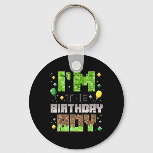 誕生日パーティーのゲーム少年 ピクセルボーイ キーホルダー (正面)