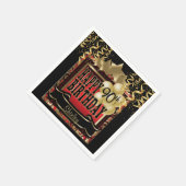 誕生日パーティーのスター | レッドメタリック&金ゴールド スタンダードカクテルナプキン (角)