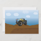 誕生日パーティーのトラック車ビッグモンスターブルー写真 招待状 (裏面)