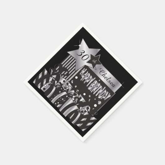 誕生日パーティーのナプキンのパーソナライズ スタンダードカクテルナプキン (角)