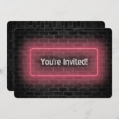 誕生日パーティーのネオンの壁にサイン 招待状 (正面/裏面)
