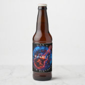 誕生日パーティーのネオンの輝き ロックギター ビールラベル (正面)