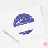 誕生日パーティーのハローネームタグ ラウンドシール (封筒)