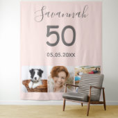 誕生日パーティーのバラ色のローズゴールドの写真 タペストリー (インサイチュ)