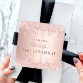 誕生日パーティーのバラ金ゴールドグリッタードリップス スクエアシール