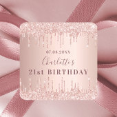 誕生日パーティーのバラ金ゴールドグリッタードリップス スクエアシール