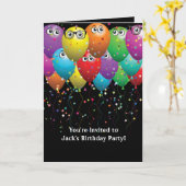 誕生日パーティーのバルーン束 カード (黄色い花)