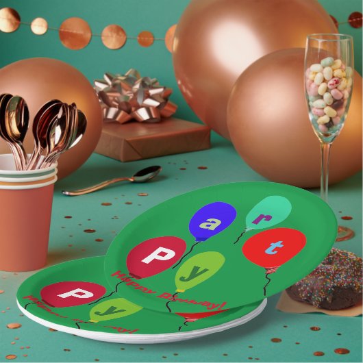 誕生日パーティーのバルーン ペーパープレート (複数)
