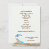 誕生日パーティーのビーチでかわいいアヒル 招待状 (裏面)