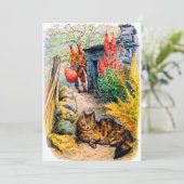 誕生日パーティーのビートリクス·ポッター·バニーズが猫を見る 招待状 (スタンド正面)