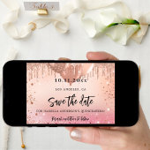 誕生日パーティーのピンクのバラの金ゴールドは日付を保存 セーブザデート