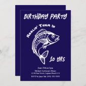 誕生日パーティーのフィッシュ 招待状 (正面/裏面)