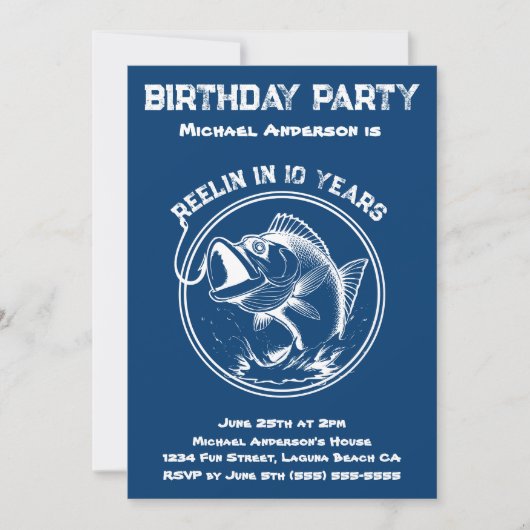 誕生日パーティーのフィッシュ 招待状 (正面)