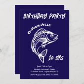 誕生日パーティーのフィッシュ 招待状 (正面/裏面)