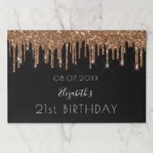 誕生日パーティーのブラックゴールドグリッター紙プレースマット
